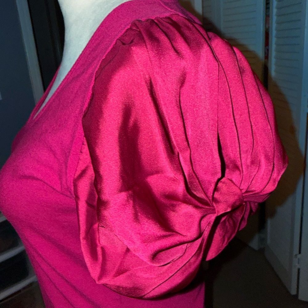 Express Raspberry Pink Scoop Neck Puff Sleeve Tee - Picture 5 of 7